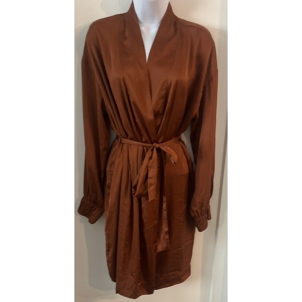 Stars Above Rust Copper Kimono Satin Robe Sleepwear Women’s Size M / L